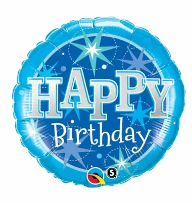 Blue sparkle foil Happy Birthday balloon