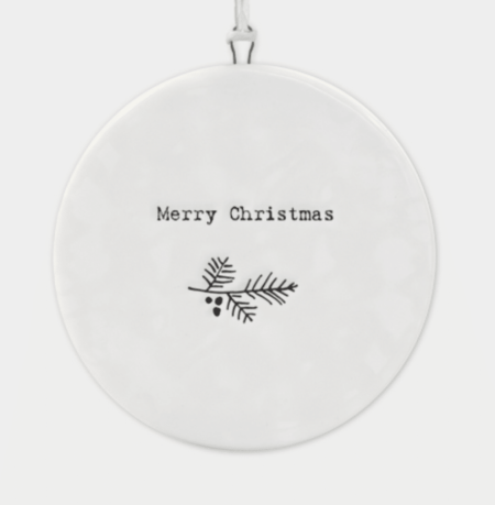 Flat porcelain bauble-Wreath Merry Christmas
