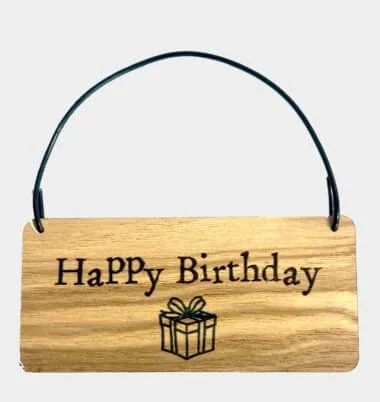 Happy birthday wooden tag