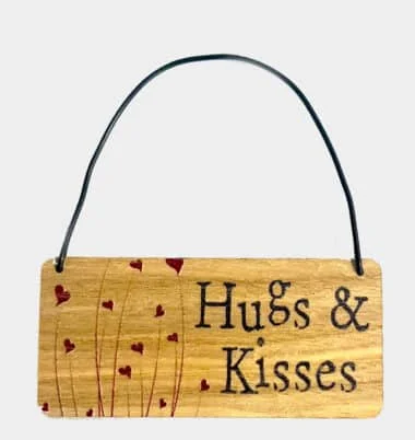 Hugs & Kisses wooden tag
