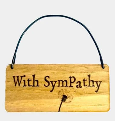 with sympathy wooden tag